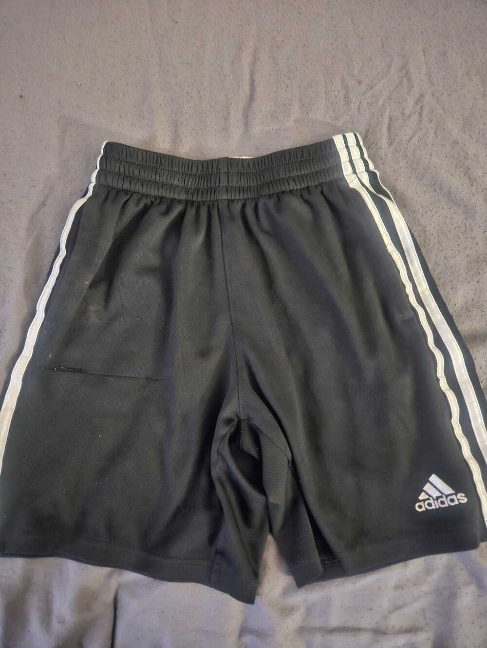 Adidas Kid's Black Athletic Shorts with White Stripes